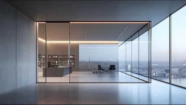 Illustration for the article “Modern Office Design with Full Height Glass Partition in Indiranagar”